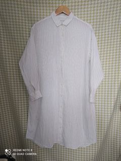 Muji Linen Striped Shirt Dress
