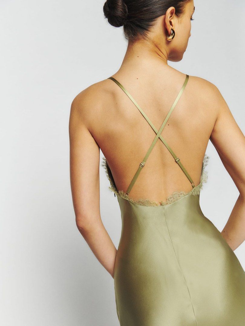 maysen silk dress NEW! ✨ Reformation Maysen Silk Dress Olive Green , Women's Fashion, Dresses  & Sets, Dresses on Carousell