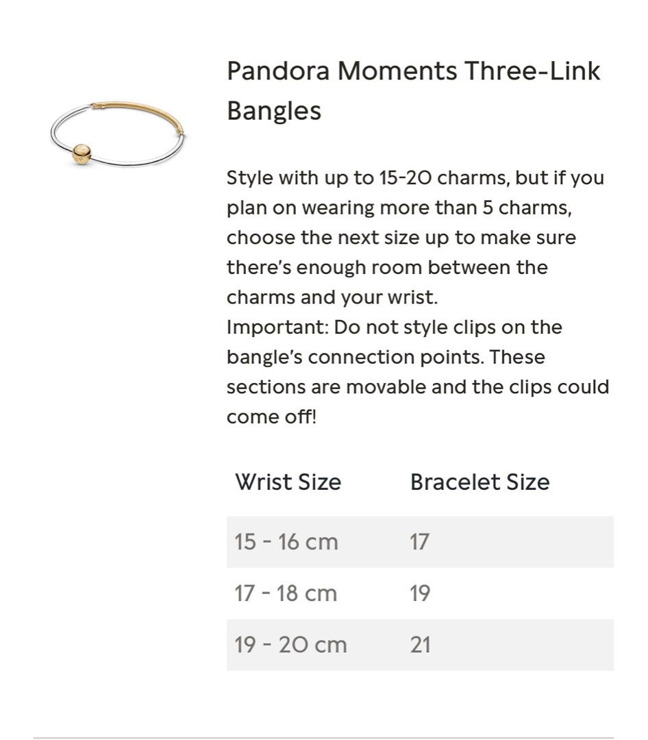 Ukuran top bangle pandora
