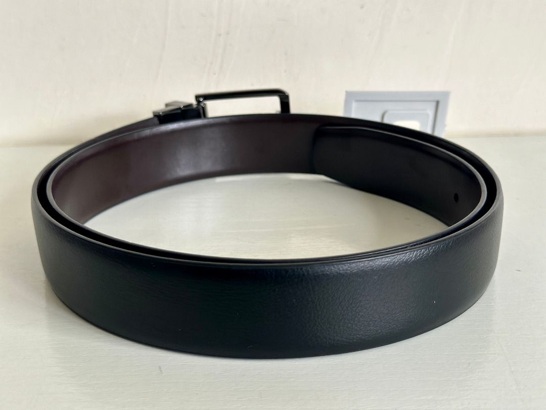 PERRY ELLIS PORTFOLIO REVERSIBLE BLACK / BROWN MENS LEATHER BELT