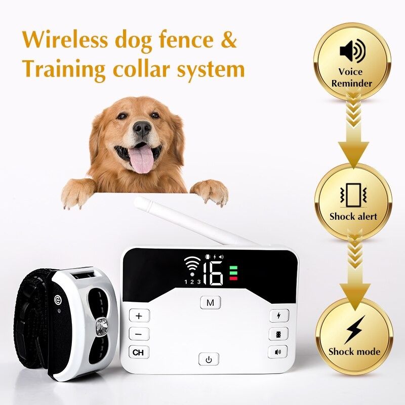 Pet Dog Wireless Fence Training Collar 2 Function in 1 Outdoor