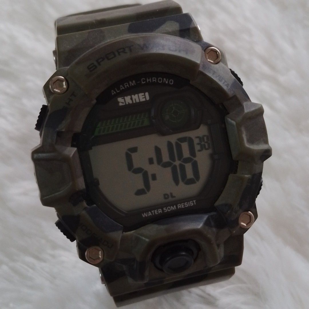 Preloved SKMEI Jam Tangan Pria Digital 1242 Green Camo Water