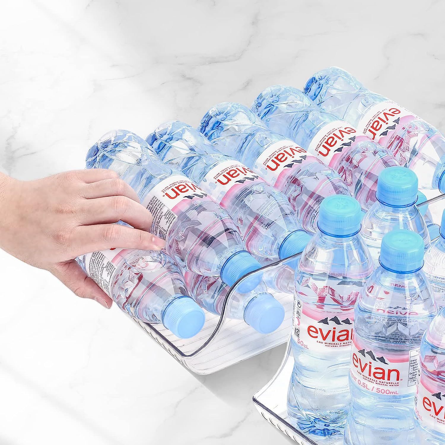 Puricon 2 Pack Water Bottle Dispenser Organizer for Refrigerator, Clear ...
