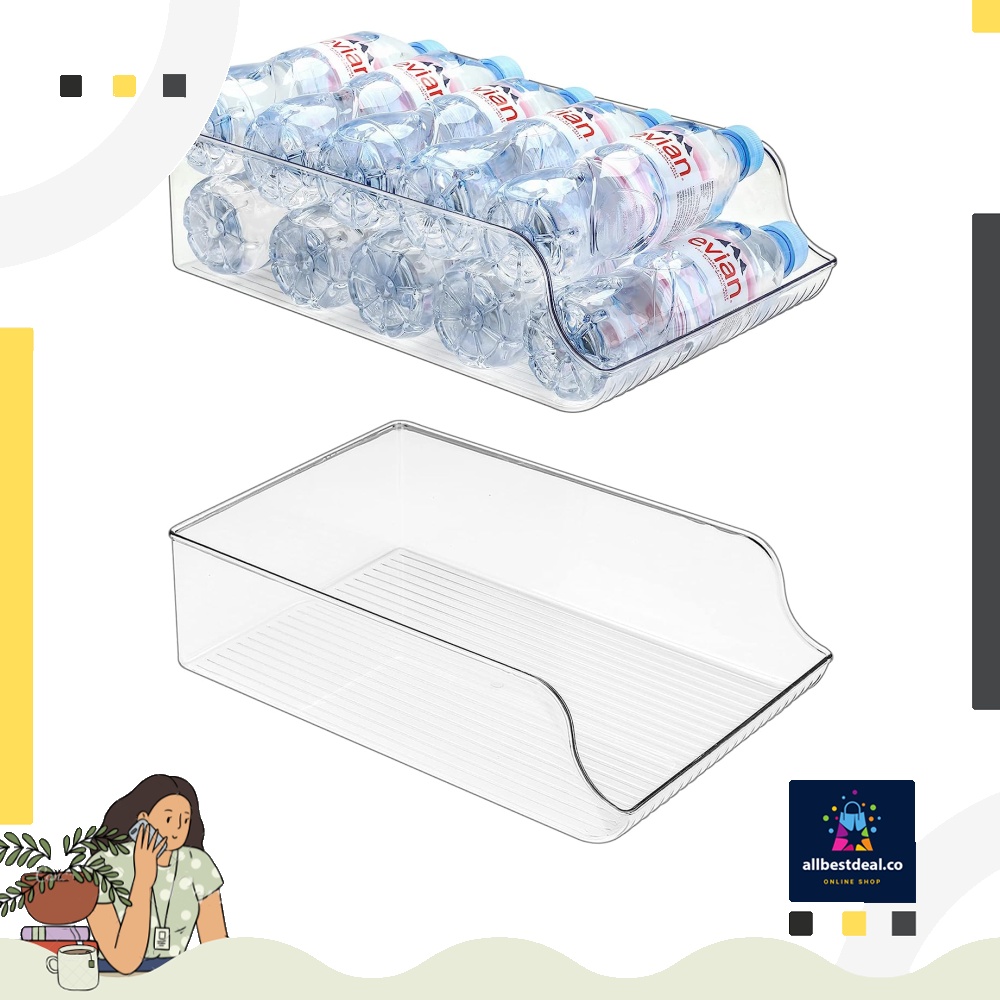 Puricon 2 Pack Water Bottle Dispenser Organizer for Refrigerator, Clear ...