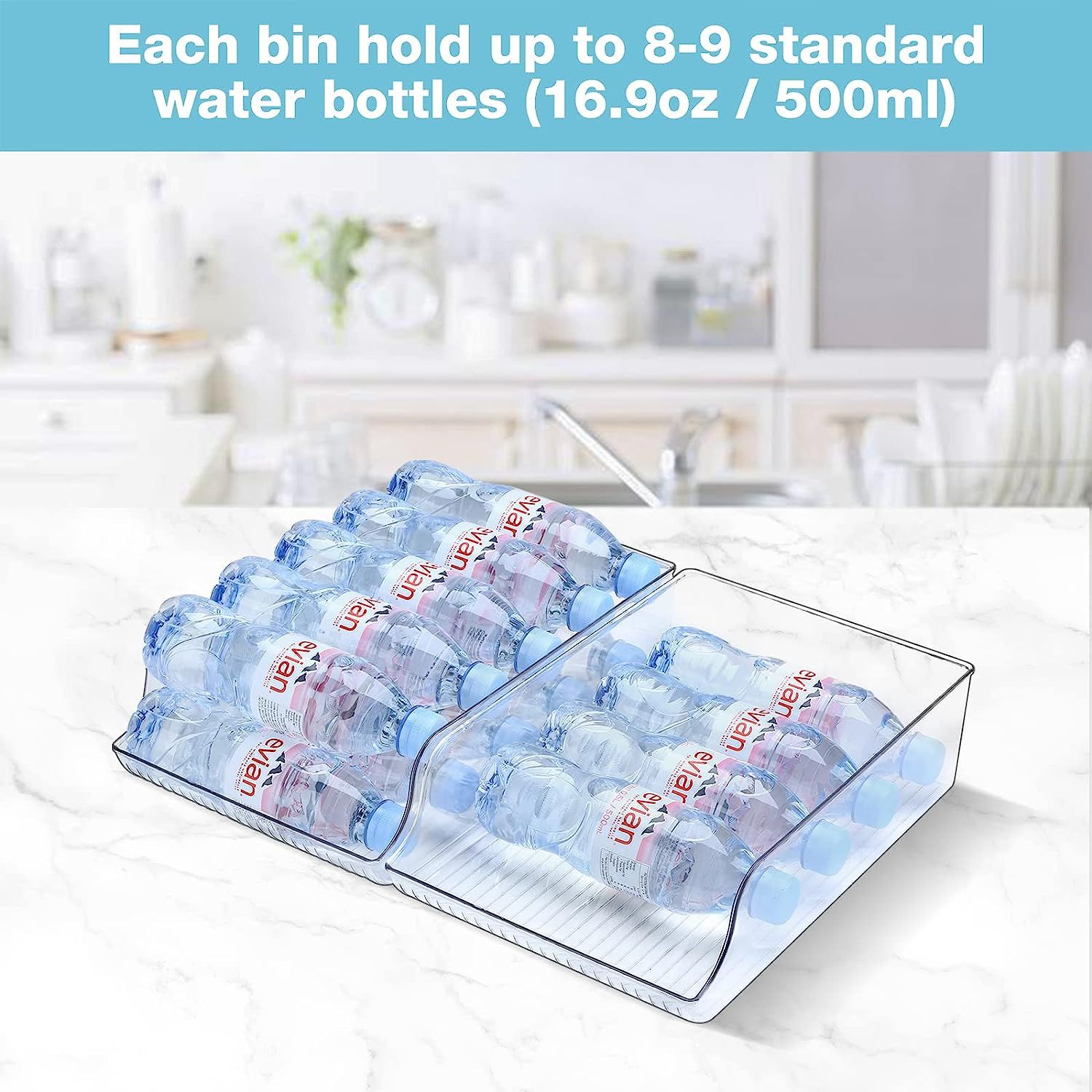 Puricon 2 Pack Can Drink Dispenser Organizer for Refrigerator, Clear Plastic Soda Pop Can Holder Container Storage Bin for Fridge Freezer Pantry