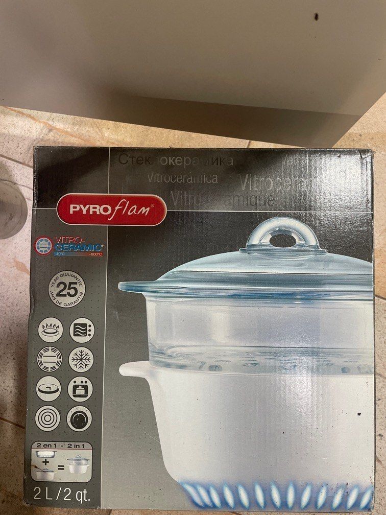 Pyrex Pyroflam VitroCeramic Steamer Set (2L), Furniture & Home Living