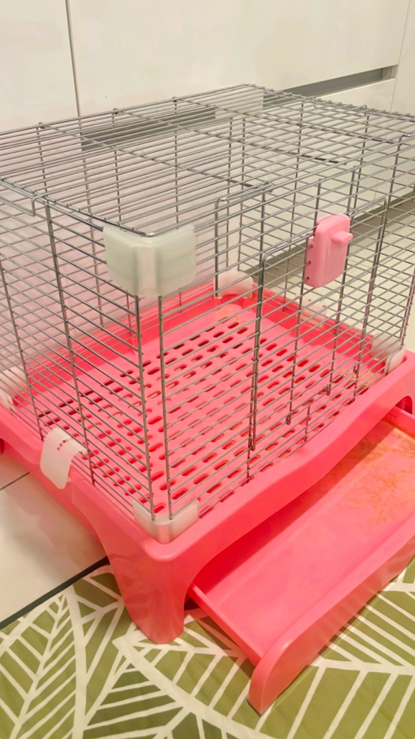 Rabbit Cage (Pink Colour), Pet Supplies, Homes & Other Pet Accessories