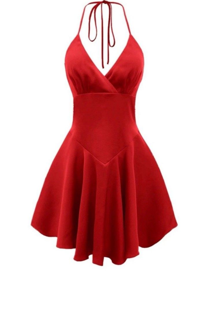 Red halter hotsell dress short