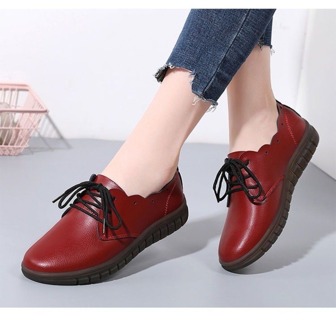 Red ladies flats shoes