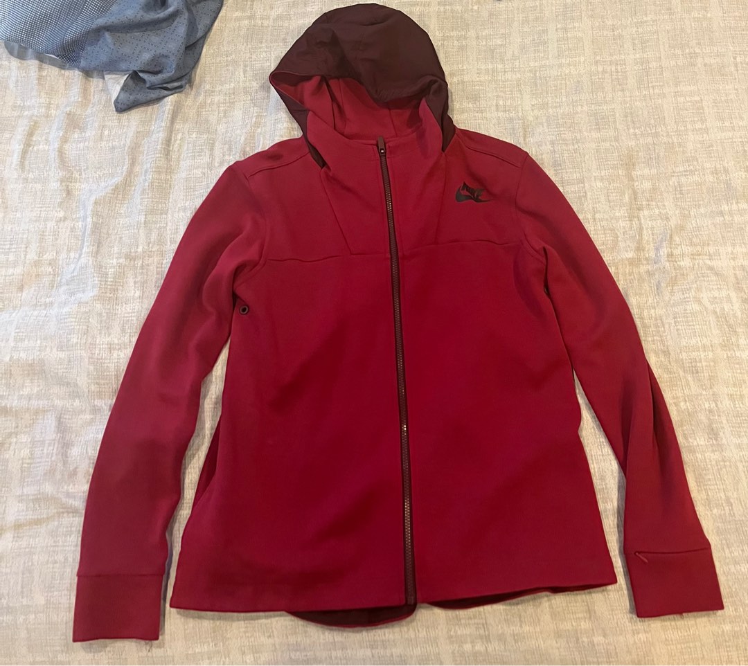 Red Nike Tech Fleece Full Zip Hoodie Men s Fashion Coats