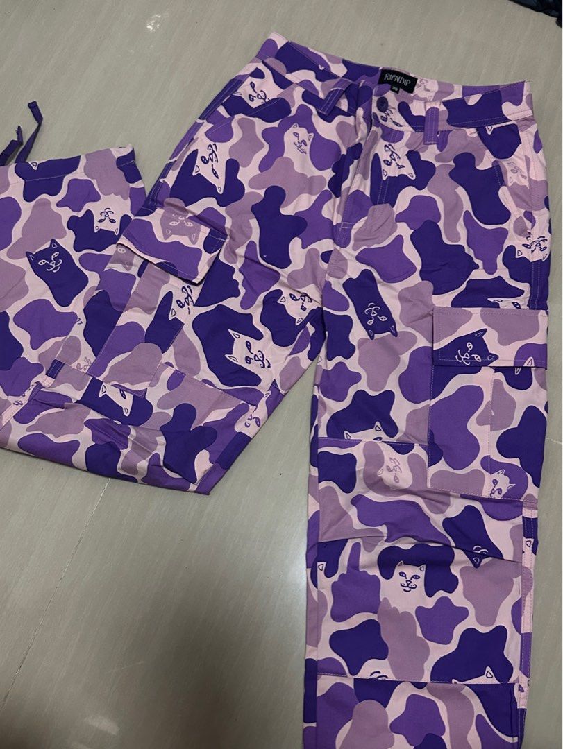 RIPNDIP NERMAL CAMO CARGO PANTS PURPLE CAMO
