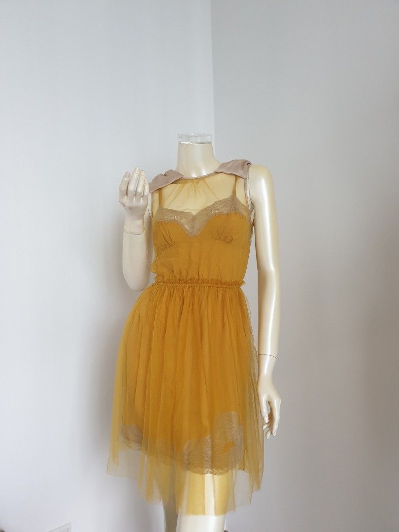 Rodarte for Target Golden Mustard Tulle Slip Dress, Women's