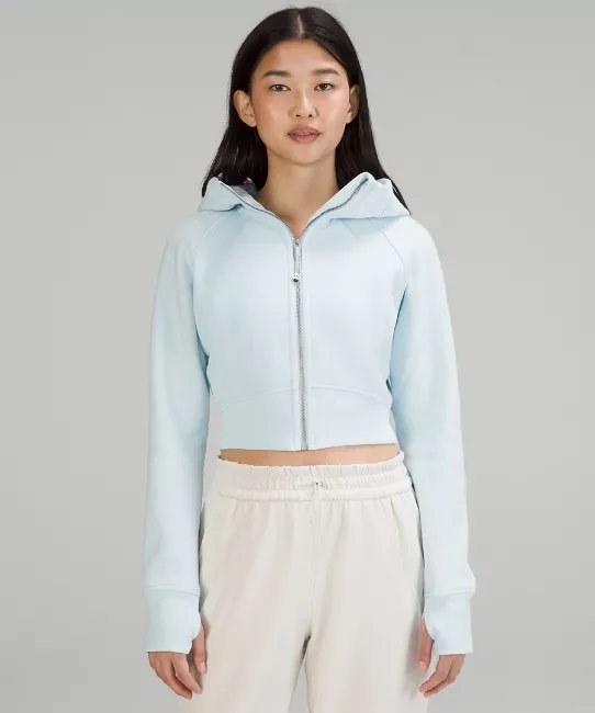 Scuba full zip cropped hoodie, Women's Fashion, Activewear on Carousell