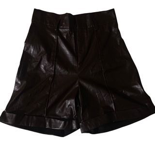 shein brown leather shorts