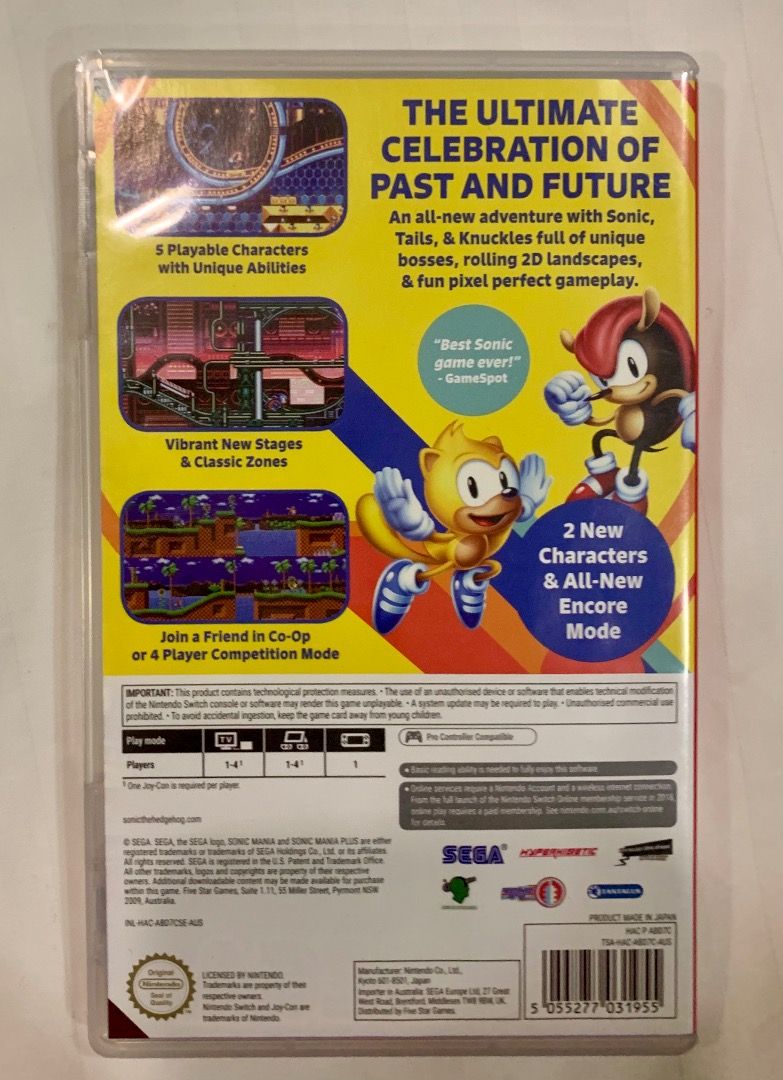 Sega sonic mania plus for nintendo switch video gaming video games