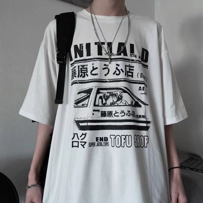 men grey and white graphic tee