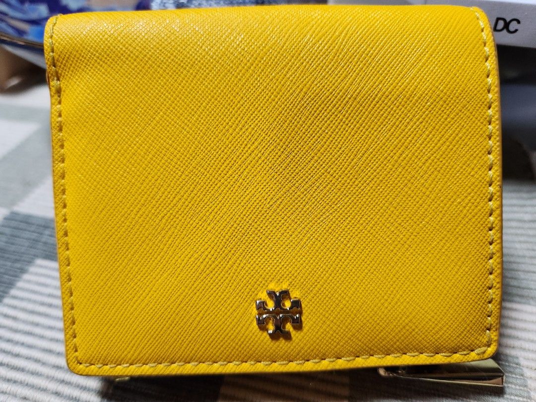 Tory Burch Yellow Bifold wallet, Luxury, Bags & Wallets on Carousell