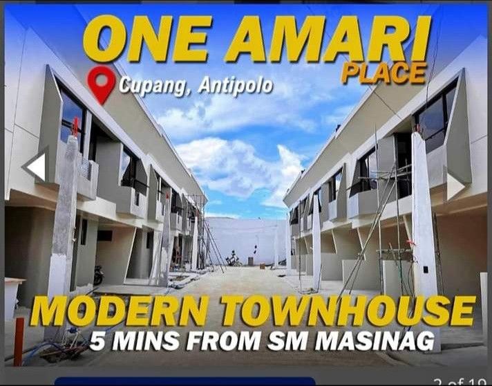 TOWNHOUSE IN CUPANG ANTIPOLO (Category: Townhouse) located in Antipolo. Submitted by melonacarig (Listing ID 1237018171, Image 1). Description: 💖ONE AMARI PLACE💖 MODERN #TOWNHOUSE IN #Antipolo ANTIPOLO CITY🏠 LOCATION: 📌Sitio Sulucan Street, Brgy. Cupang Antipolo City. NEARBY ROADS: Lilac street. Sumulong hiway. Hon. B. Soliven Avenue. General Ordonez. Marcos hiway #Sm city #Masinag ON GOING CONSTRUCTION UNIT!! Lot Area - 51sqm Floor Area - 87
