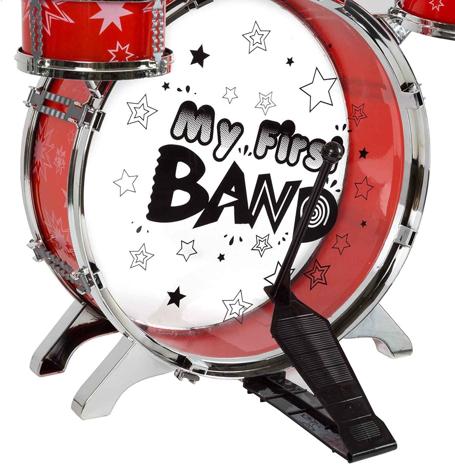Toy Drum Set for Kids 7 Piece Set with Bass Drum with Foot Pedal