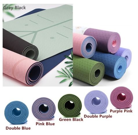 TPE Double-Layer Double-Color Non-slip Yoga mat Guide Line Position Line  AG0093, Sports Equipment, Exercise & Fitness, Exercise Mats on Carousell