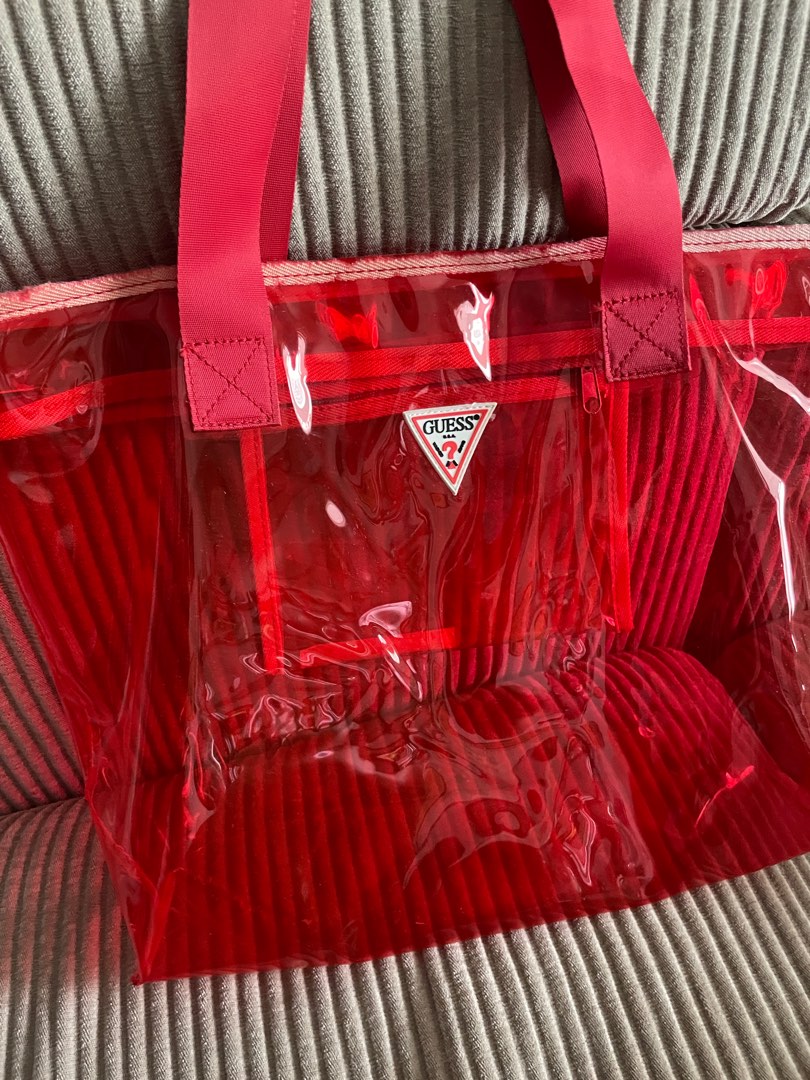 Transparent red guess bag on Carousell