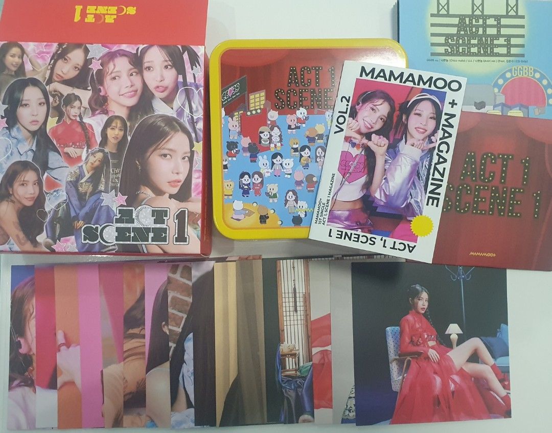 [UNSEALED] Mamamoo+ Act 1 Scene 1 Limited ver. (Category: K-Wave Merchandise) located in Manila. Submitted by blue_skye (Listing ID 1237110003, Image 1). Description: Mamamoo+ Act 1 Scene 1 Limited ver. Inclusions: - Outbox + Tin Case - Mini CD - Mini Magazine - Postcard Set (16 pcs) - Lyrics Accordion Card - Curtain Call Board - Solar Robe Photocard MOP: GCash/Maya message me for inquiries/more photos.