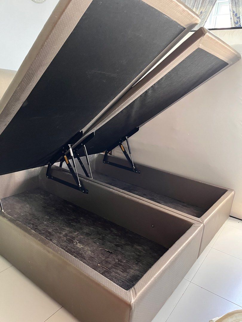 Used King bed frame/mattress, Furniture & Home Living, Furniture, Bed