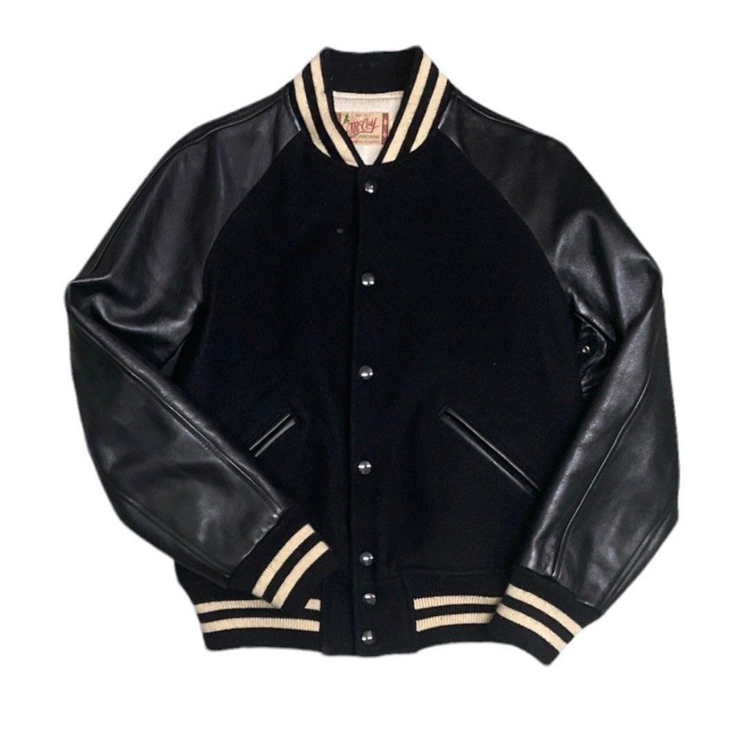 Faux Leather Varsity Jacket-anthinhphatland.vn