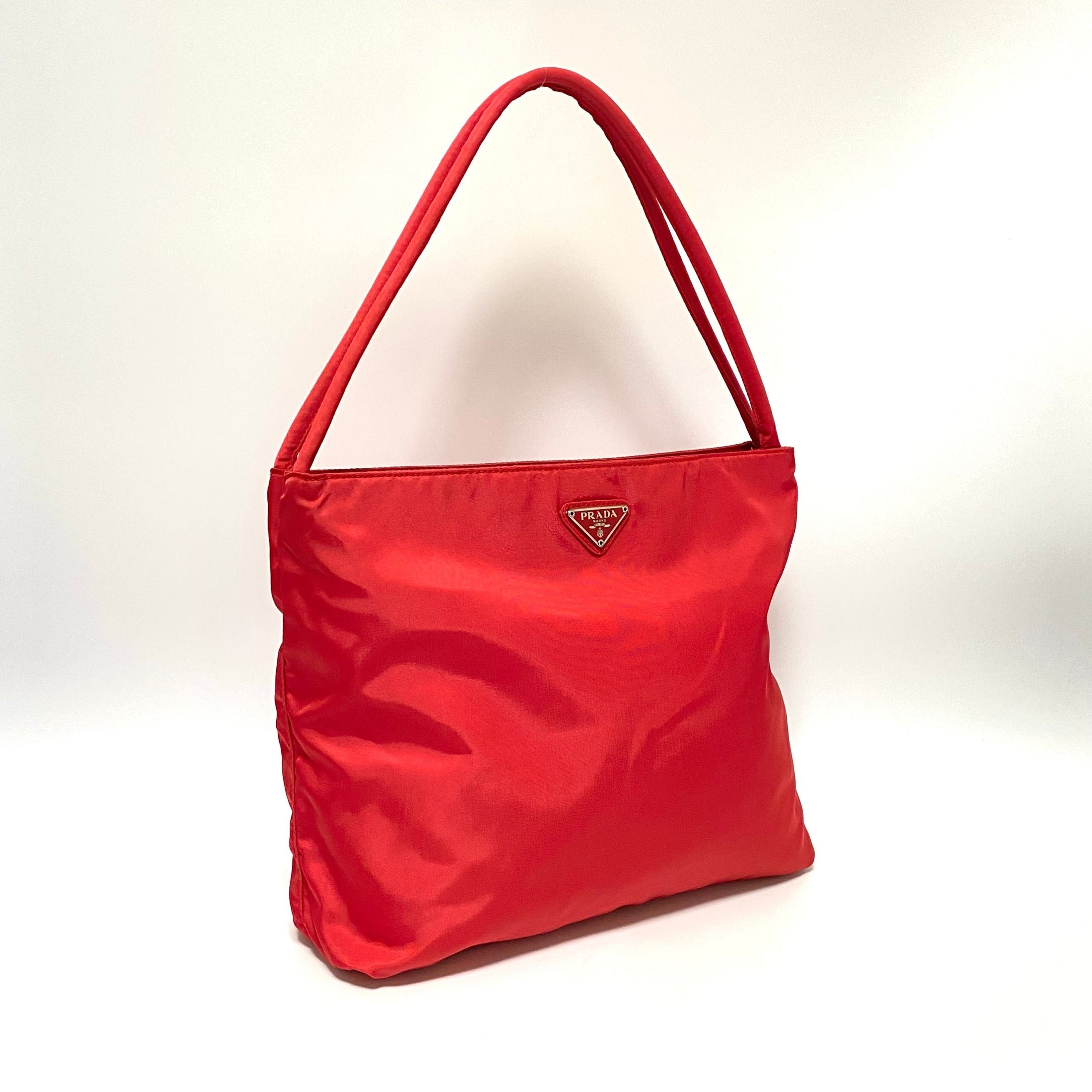 Vintage Prada Red Nylon Tessuto Handbag Authentic Luxury Bags Wallets on Carousell
