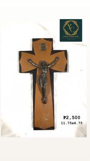 Vintage wooden crucifix brass corpus