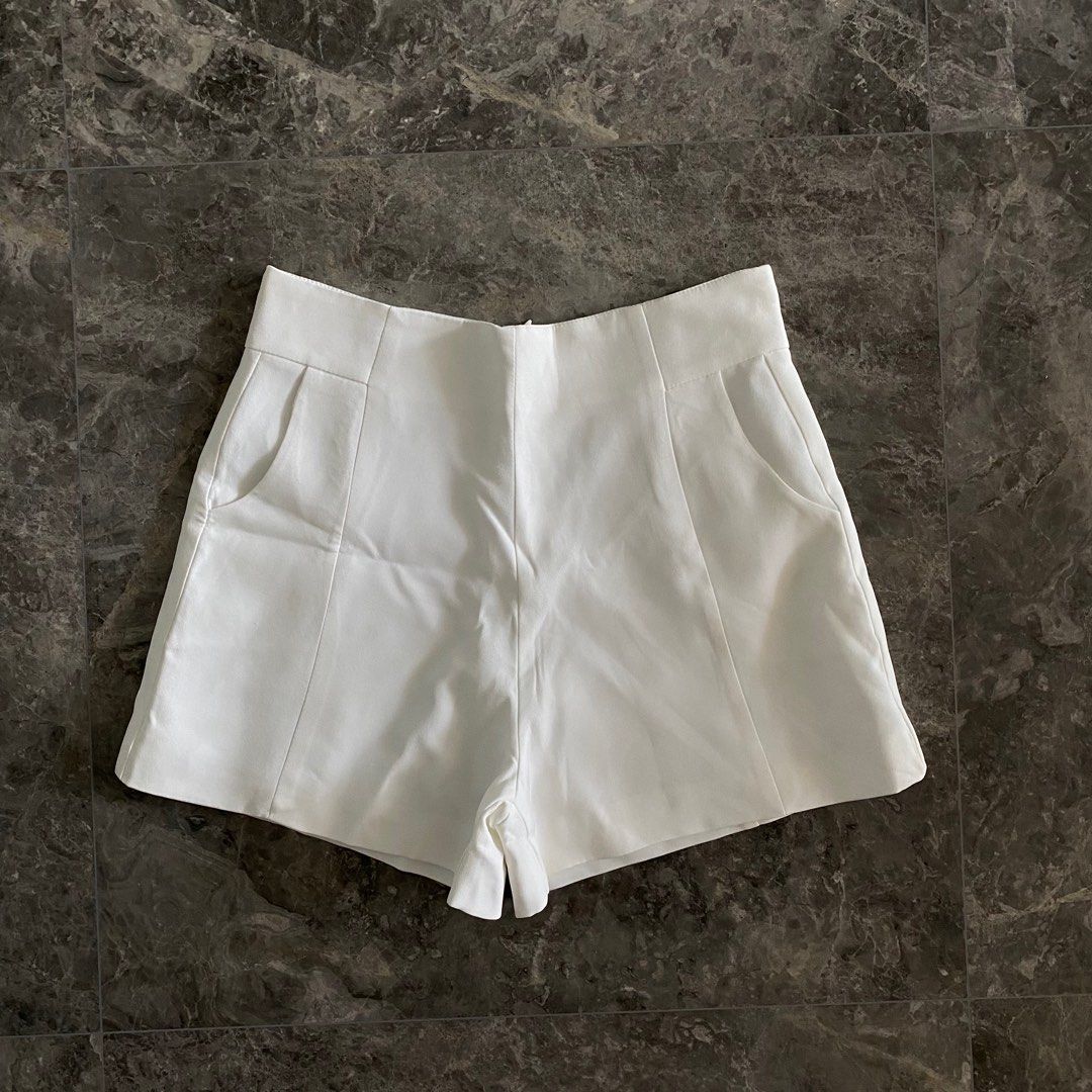 White high waisted tailored shorts cheap