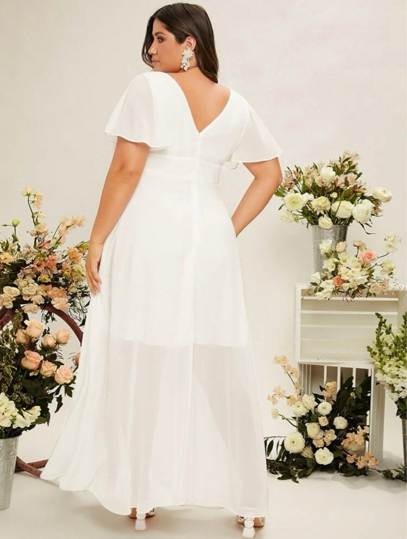 White formal dress for chubby best sale