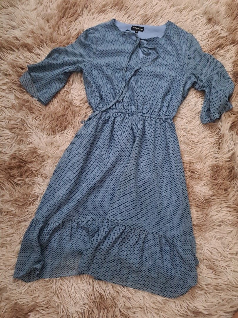 Zalora something borrowed blue chiffon baby doll dress Mid Year sale