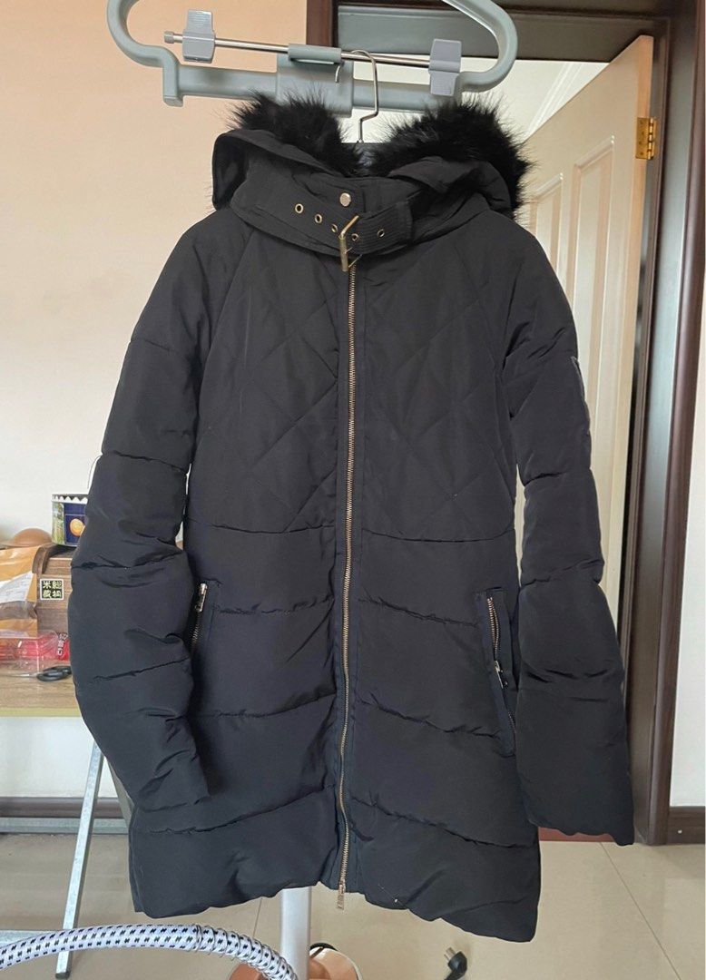 ZARA Basic Navy Winter Puffer Jacket Water Resistant Coat
