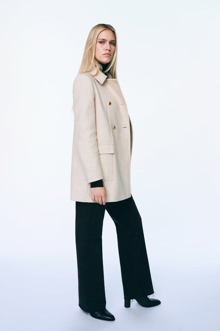 Zara wool blend coat sand clearance