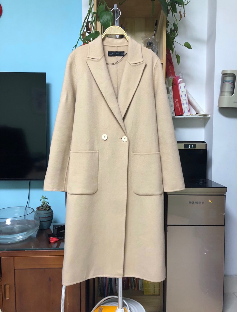 ZARA Woman Sand Long Wool Coat Autumn Winter Jacket Women s