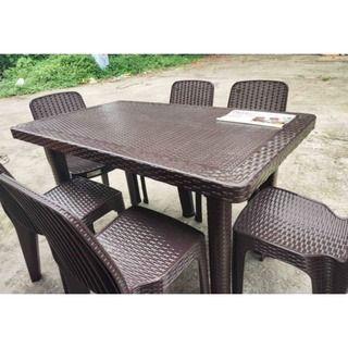 ZOOEY PALMERA RATTAN DINING SET FOR 6 SEATER Plastic Table Table