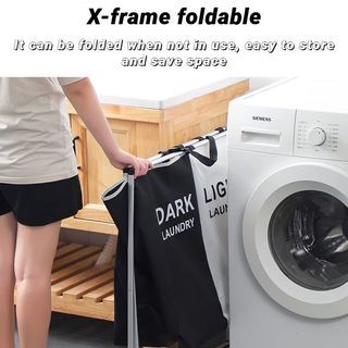 ￼3 Grid Foldable Laundry Basket Organizer Waterproof Dirty Clothes Hamper Sorter Basket for Bathroom