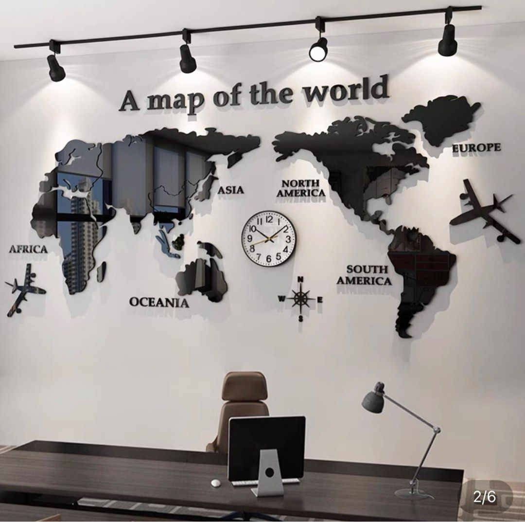 3D wall world map, Furniture & Home Living, Home Decor, Wall Decor on