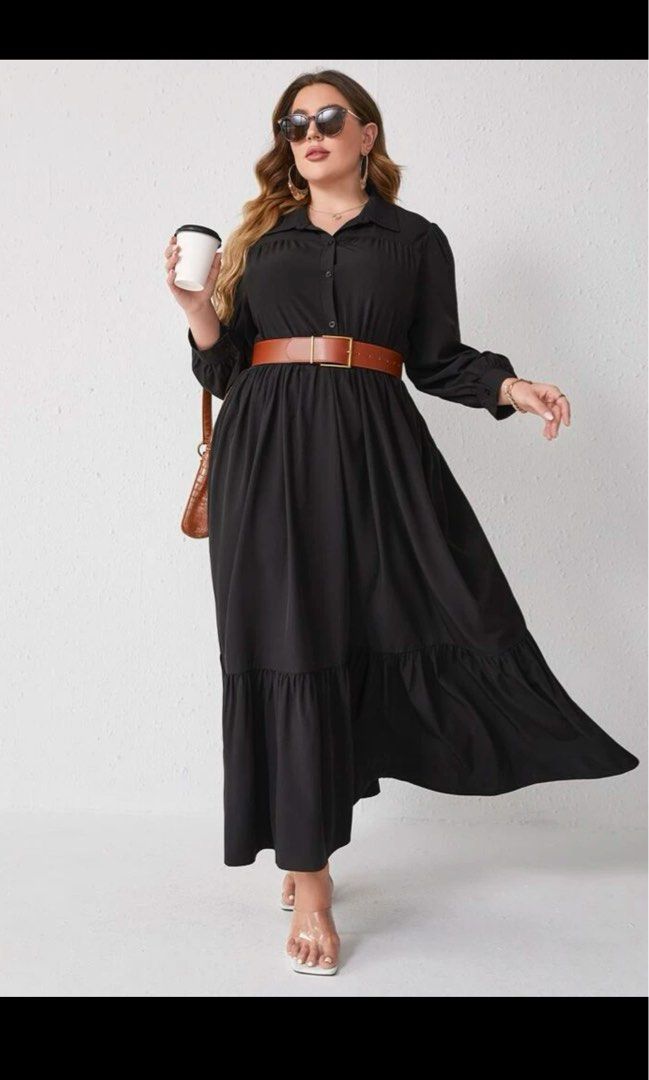 4XL US22 UK26 Shirt Dress Maxi Ruffle Simple Black Dress Formal Smart  Casual Curve US20 UK24 US18 UK22 US26 UK30 5xl 3xl 6xl, Women's Fashion,  Dresses u0026 Sets, Dresses on Carousell