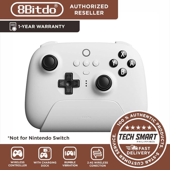 8Bitdo Ultimate 2.4g / Bluetooth Controller with Charging Dock, Bluetooth Controller for Switch, Android and Windows (Category: Controllers) located in Manila. Submitted by techsmartph (Listing ID 1195240467, Image 2). Description: Black 2.4g - PHP2199 White 2.4g - PHP2199 Pastel Pink 2.4g - PHP2199 Purple 2.4g - PHP2199 Black Bluetooth - PHP2999 White Bluetooth - PHP2999 * Compatible with Switch via Bluetooth/2.4g adapter/USB Cable and Windows w