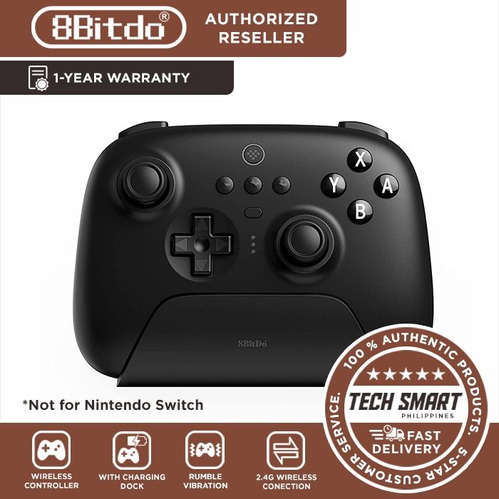8Bitdo Ultimate 2.4g / Bluetooth Controller with Charging Dock, Bluetooth Controller for Switch, Android and Windows (Category: Controllers) located in Manila. Submitted by techsmartph (Listing ID 1195240467, Image 1). Description: Black 2.4g - PHP2199 White 2.4g - PHP2199 Pastel Pink 2.4g - PHP2199 Purple 2.4g - PHP2199 Black Bluetooth - PHP2999 White Bluetooth - PHP2999 * Compatible with Switch via Bluetooth/2.4g adapter/USB Cable and Windows w