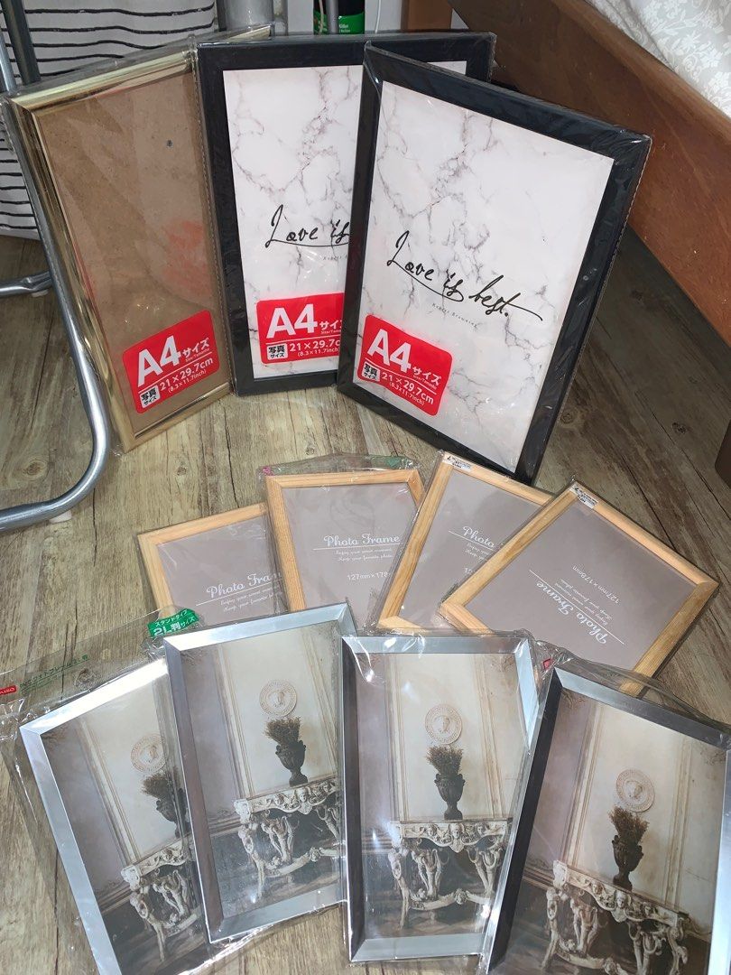 A pack of Daiso's frame (3 A3 + 8 2L size), Furniture & Home Living