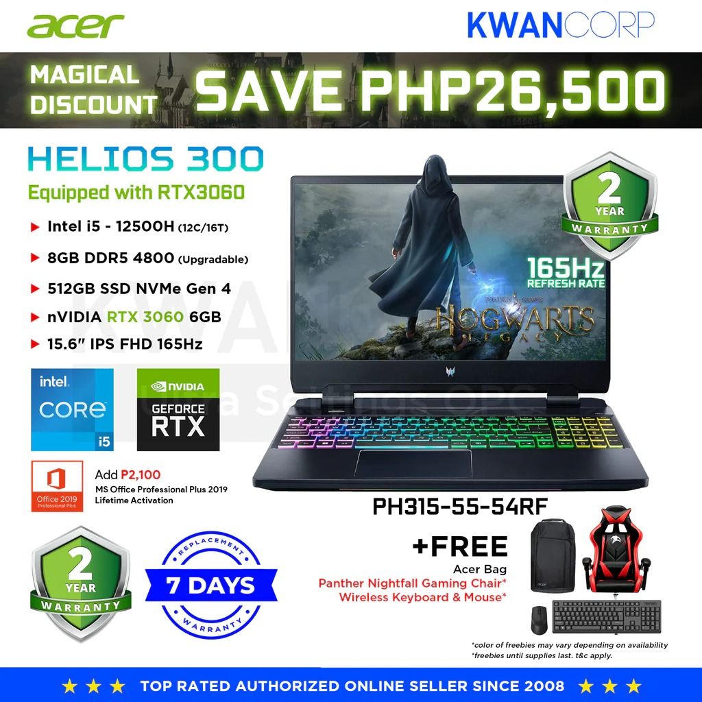 Acer Predator Helios 300 PH315-55-54RF Intel i5 - 12500H 8GB RAM nVIDIA ...