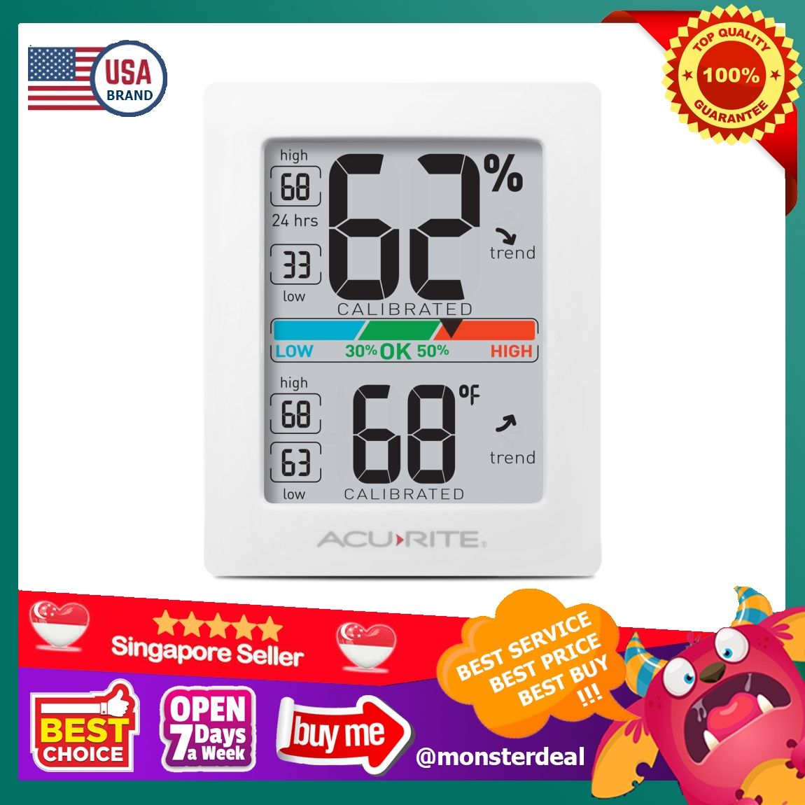AcuRite Humidity Meter Hygrometer and Indoor Digital Thermometer with  Temperature Gauge and Humidity Gauge, Room Thermometer Comfort Scale, 3 x  2.5