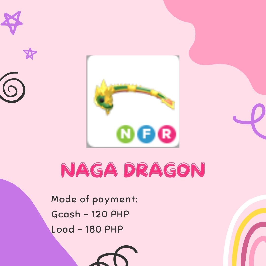 ADOPT ME NFR NAGA DRAGON (NEON FLY RIDE), Video Gaming, Video Games