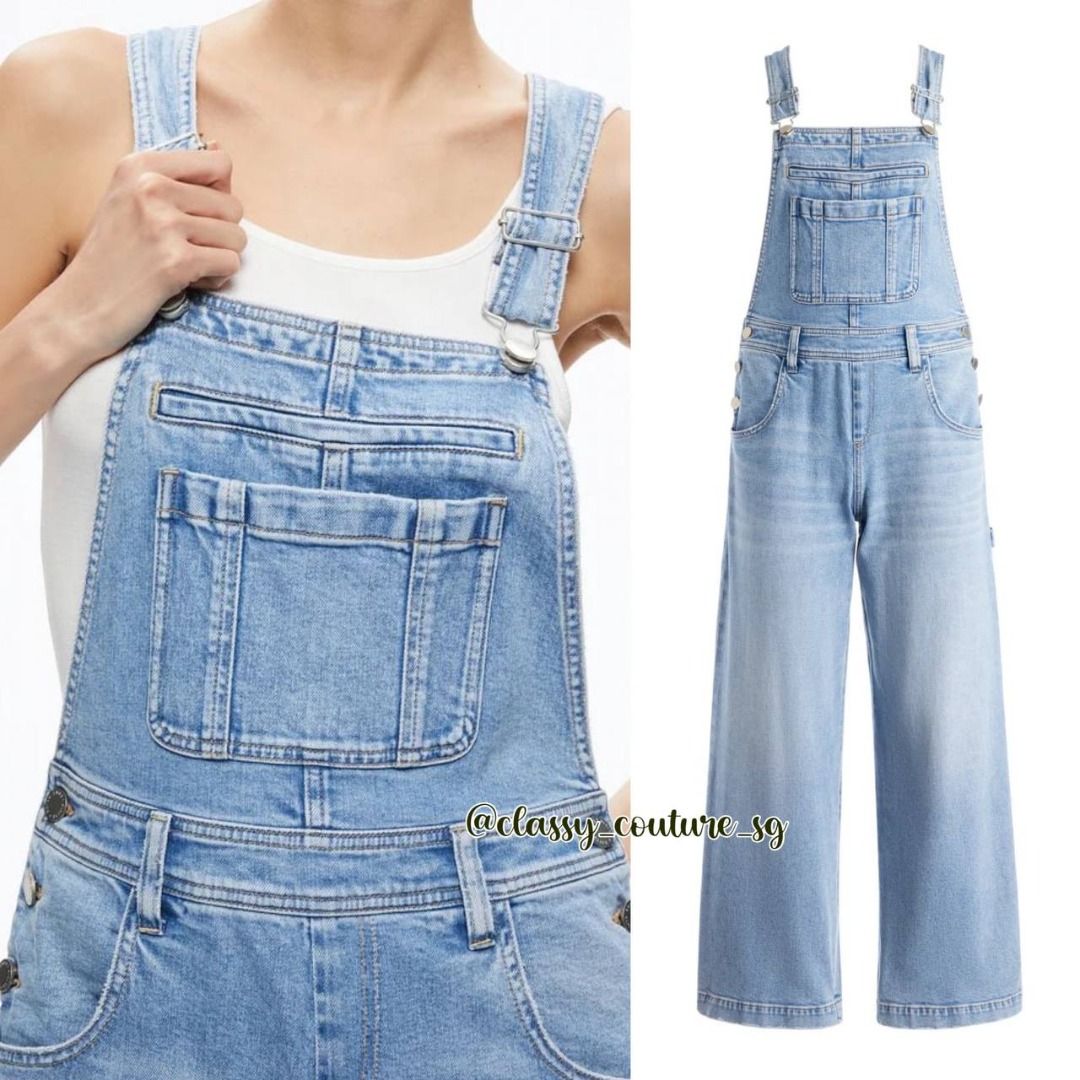 Alice + Olivia Wesson Straight Leg Jean Overalls Jumpsuit, Women's ...