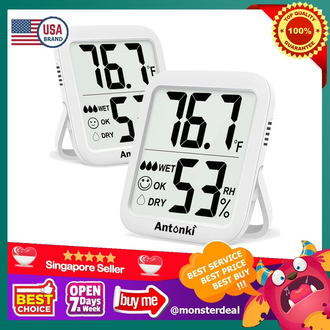 Antonki Room Thermometer for Home, 2 Pack Digital Temperature and