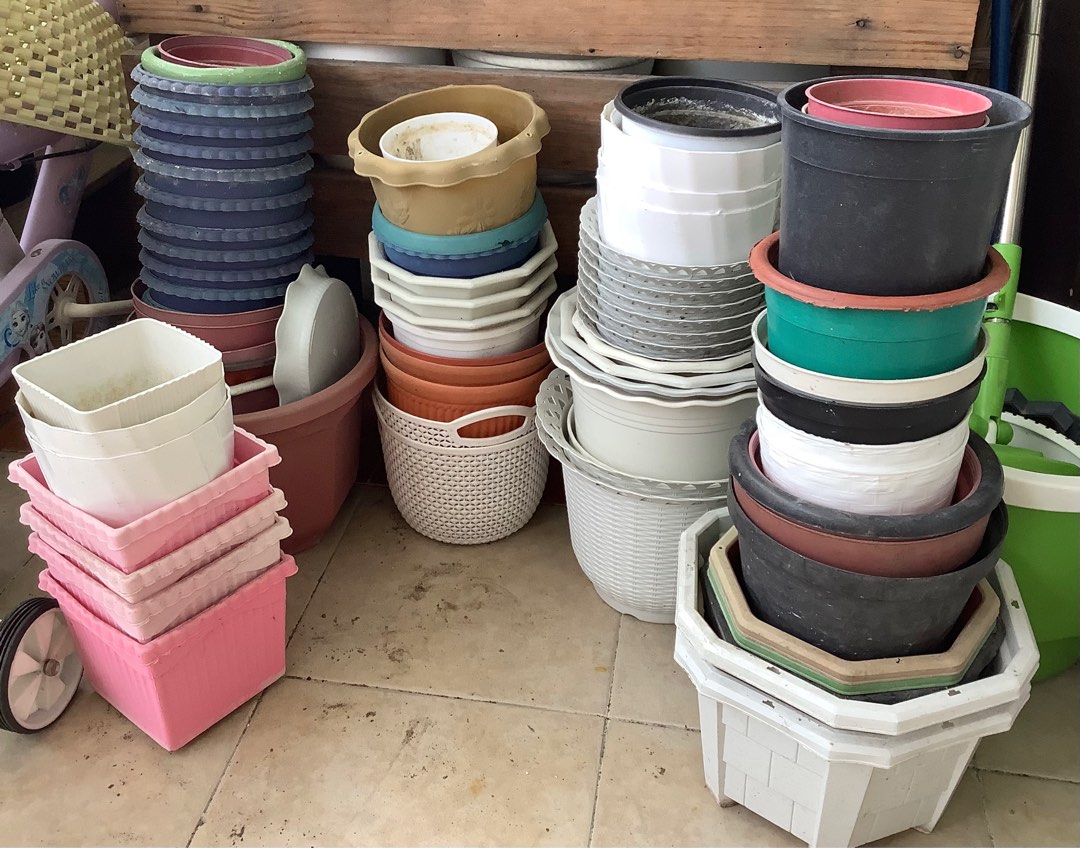 Assorted Plastic Pots, Furniture & Home Living, Gardening, Pots