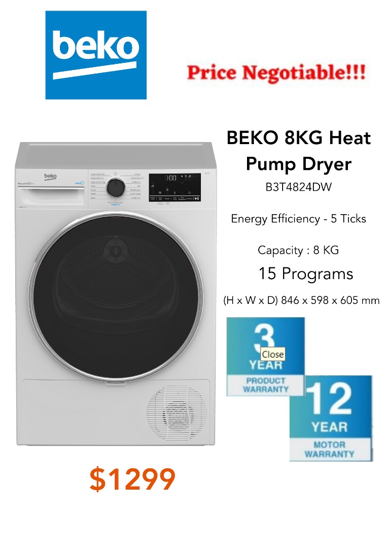 Beko Dryer, TV & Home Appliances, Washing Machines and Dryers on Carousell